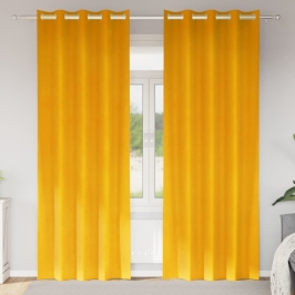 Aizkari Ar Aizkariem 2 Pcs Sinepju Dzeltena 140 X 260 Cm Samts Vidaxl