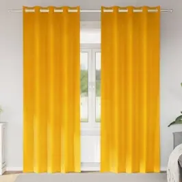 Aizkari Ar Aizkariem 2 Pcs Sinepju Dzeltena 140 X 260 Cm Samts Vidaxl