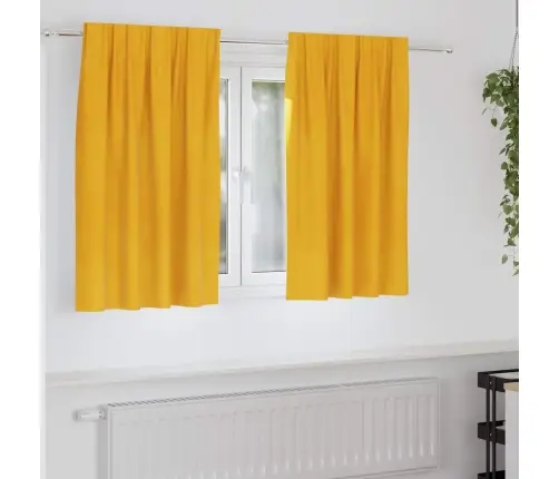 Aptumšojošie Aizkari 2 Pcs Sinapsu Dzeltena 140 X 140 Cm Samts Vidaxl