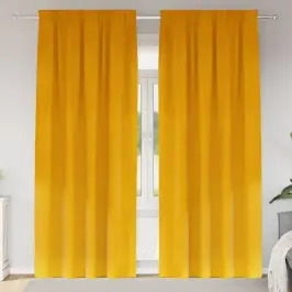 Aptumšojošie Aizkari 2 Pcs Sinapsu Dzeltena 140 X 225 Cm Samts Vidaxl