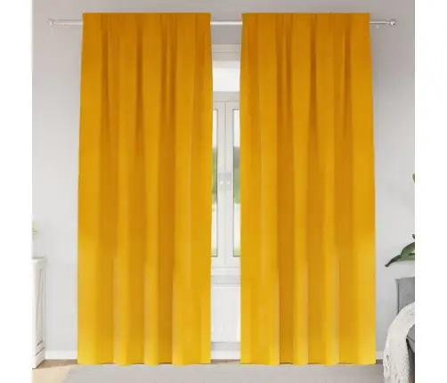 Aptumšojošie Aizkari 2 Pcs Sinapsu Dzeltena 140 X 260 Cm Samts Vidaxl