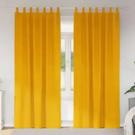Užuolaidos 2 Pcs Mustard Yellow 140 X 225 Cm Aksomas