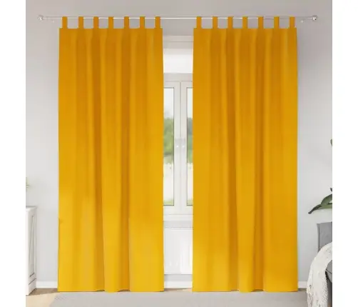 Melno Aizkaru Komplekts Ar Karājamiem Cilpiņām 2 Gabali Sinepju Dzeltenā Samta Vidaxl