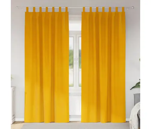 Blackout Aizkari Ar Karājošām Cilpām 2 Gab. Sinepju Dzeltena Samta Vidaxl