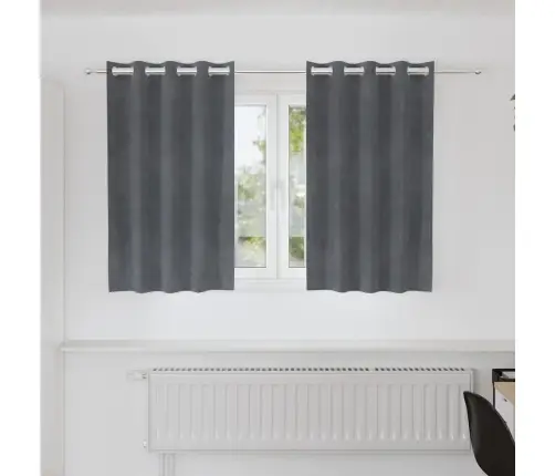 Melns Aizkars Ar Acs 2 Gabali Super Gaiši Pelēks Samts Vidaxl