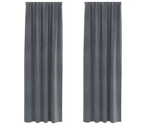 Blackout Aizkari Ar Augšējo Lenti 2 Gabali Super Gaiši Pelēks Samts Vidaxl