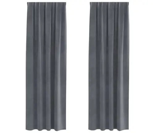 Užtemdymo Užuolaidos 2 Pcs Šviesiai Pilka 140 X 245 Cm Aksomas