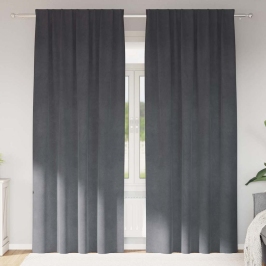 Aizkari Ar Aizkariem 2 Pcs Gaiši Pelēka 140 X 260 Cm Samts Vidaxl