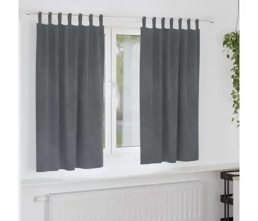 Melno Aizkaru Komplekts Ar Karabīnēm 2 Gabali Super Gaiši Pelēks Samts Vidaxl