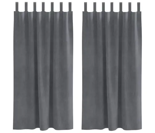 Melno Aizkaru Komplekts Ar Karabīnēm 2 Gabali Super Gaiši Pelēks Samts Vidaxl