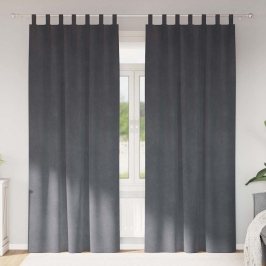 Aizkari Ar Aizkariem 2 Pcs Gaiši Pelēka 140 X 225 Cm Samts Vidaxl