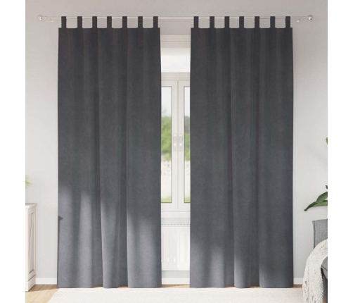 Užuolaidos 2 Pcs Šviesiai Pilka 140 X 225 Cm Aksomas