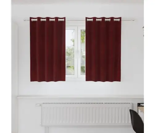 Tumšie Aizkari Ar Aciņām 2 Gab. Bordo Samts Vidaxl