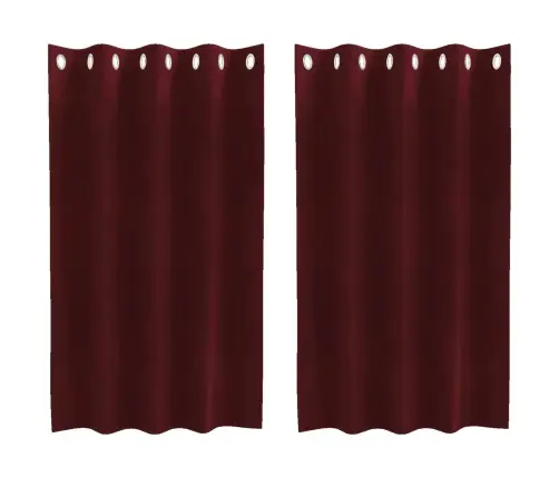 Tumšie Aizkari Ar Aciņām 2 Gab. Bordo Samts Vidaxl