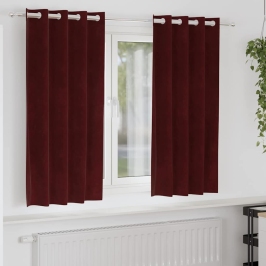 Aizkari Ar Aizkariem 2 Pcs Vīnsarkans 140 X 175 Cm Samts Vidaxl