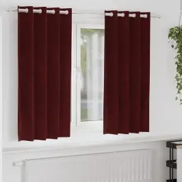 Aizkari Ar Aizkariem 2 Pcs Vīnsarkans 140 X 175 Cm Samts Vidaxl