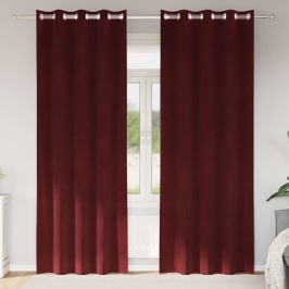 Aizkari Ar Aizkariem 2 Pcs Vīnsarkans 140 X 245 Cm Samts Vidaxl