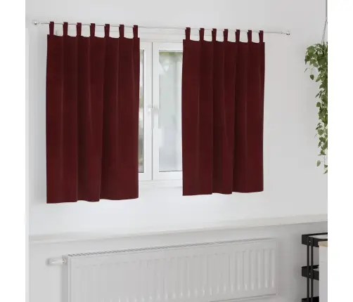 Tumšās Aizkaru Drānas Ar Cilpām 2 Gabali Bordo Samts Vidaxl