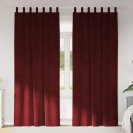 Aizkari Ar Aizkariem 2 Pcs Vīnsarkans 140 X 245 Cm Samts Vidaxl