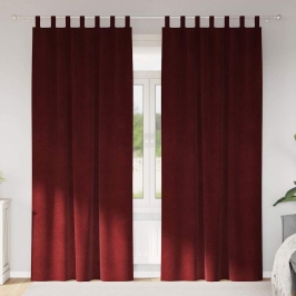 Aizkari Ar Aizkariem 2 Pcs Vīna Sarkans 140 X 260 Cm Samts Vidaxl