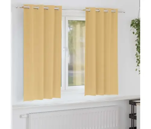 Aizkari Ar Aizkariem 2 Pcs Bēša 175 X 140 Cm Poliesters Vidaxl