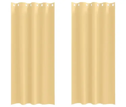 Aizkari Ar Aizkariem 2 Pcs Bēša 225 X 140 Cm Poliesters Vidaxl