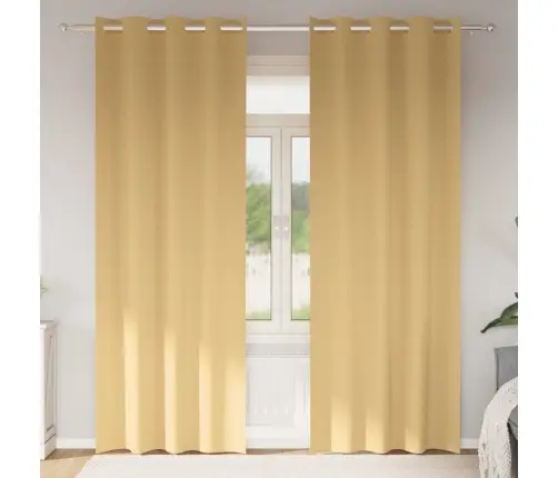 Aizkari Ar Aizkariem 2 Pcs Bēša 260 X 140 Cm Poliesters Vidaxl