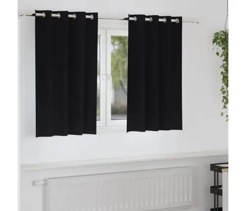 Aizkari Ar Aizkariem 2 Pcs Melna 140 X 140 Cm Poliesters Vidaxl