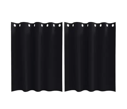 Aizkari Ar Aizkariem 2 Pcs Melna 140 X 140 Cm Poliesters Vidaxl