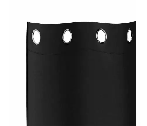 Aizkari Ar Aizkariem 2 Pcs Melna 175 X 140 Cm Poliesters Vidaxl