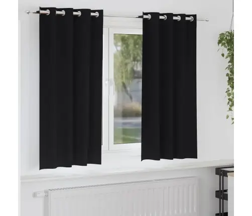 Aizkari Ar Aizkariem 2 Pcs Melna 175 X 140 Cm Poliesters Vidaxl