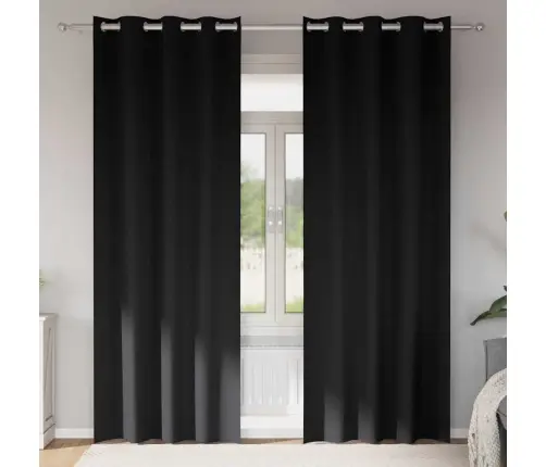 Aizkari Ar Aizkariem 2 Pcs Melna 225 X 140 Cm Poliesters Vidaxl Aizkari Ar Aizkariem 2 Pcs Melna 225 X 140 Cm Poliesters Vidaxl