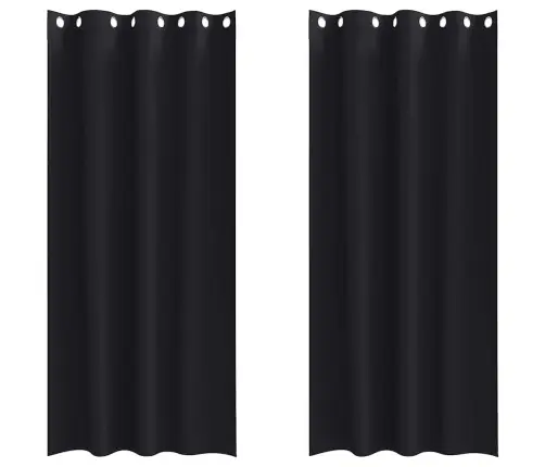 Aizkari Ar Aizkariem 2 Pcs Melna 225 X 140 Cm Poliesters Vidaxl Aizkari Ar Aizkariem 2 Pcs Melna 225 X 140 Cm Poliesters Vidaxl