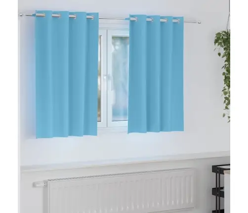 Kardinad Rõngastega 2 Pcs Hele Sinine 140 X 140 Cm Polüester