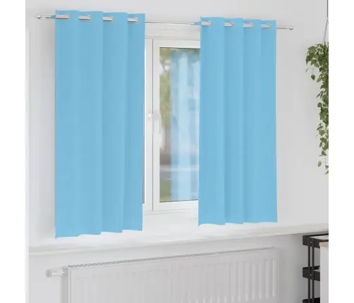 Aizkari Ar Aizkariem 2 Pcs Gaiši Zila 175 X 140 Cm Poliesters Vidaxl