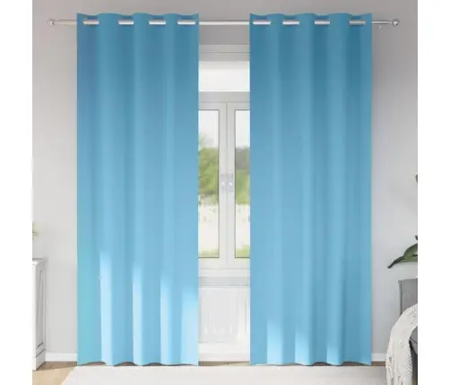 Aizkari Ar Aizkariem 2 Pcs Gaiši Zila 260 X 140 Cm Poliesters Vidaxl