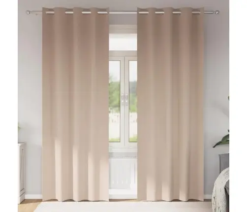 Aizkari Ar Aizkariem 2 Pcs Pelēkbrūna 260 X 140 Cm Poliesters Vidaxl