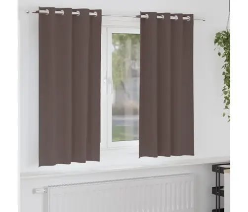 Aizkari Ar Aizkariem 2 Pcs Tumši Brūna 175 X 140 Cm Poliesters Vidaxl Aizkari Ar Aizkariem 2 Pcs Tumši Brūna 175 X 140 Cm Poliesters Vidaxl