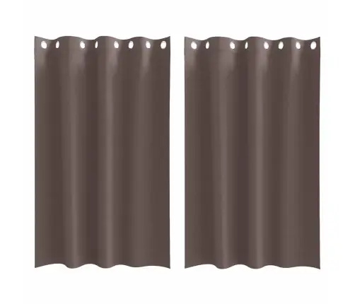 Aizkari Ar Aizkariem 2 Pcs Tumši Brūna 175 X 140 Cm Poliesters Vidaxl Aizkari Ar Aizkariem 2 Pcs Tumši Brūna 175 X 140 Cm Poliesters Vidaxl