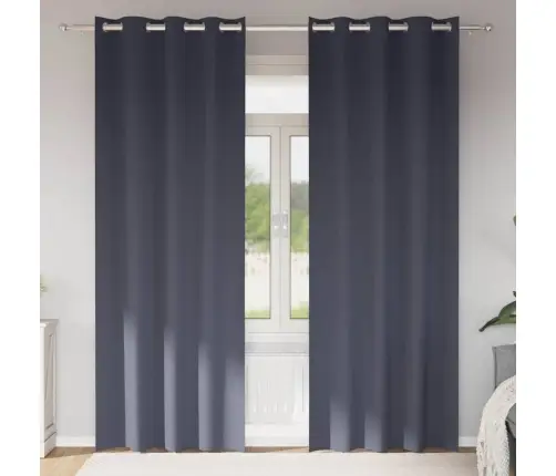 Aizkari Ar Aizkariem 2 Pcs Antracīta 260 X 140 Cm Poliesters Vidaxl