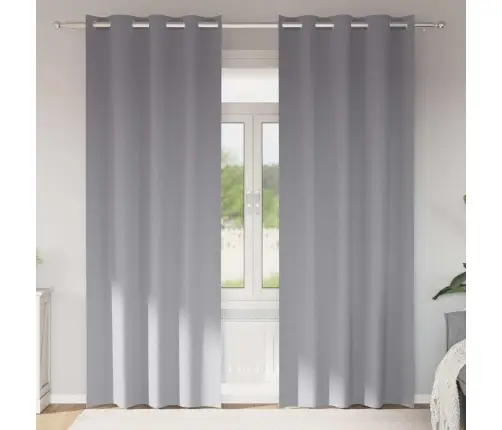 Aizkari Ar Aizkariem 2 Pcs Gaiši Pelēka 225 X 140 Cm Poliesters Vidaxl