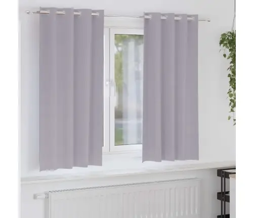 Aizkari 2 Pcs Metāla Pelēks 175 X 140 Cm Poliesters Vidaxl