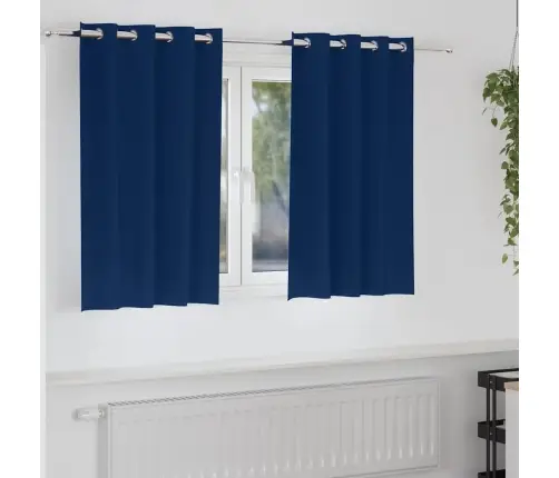 Aizkari Ar Aizkariem 2 Pcs Tumši Zila 140 X 140 Cm Poliesters Vidaxl