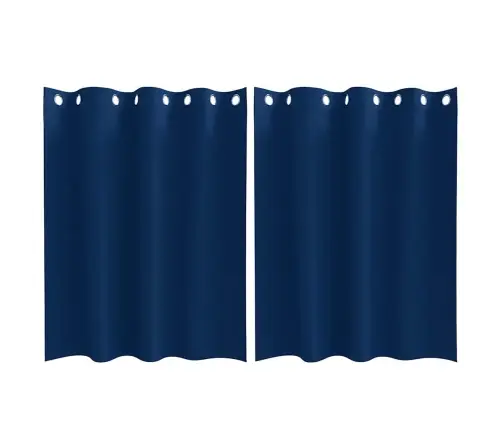 Aizkari Ar Aizkariem 2 Pcs Tumši Zila 140 X 140 Cm Poliesters Vidaxl