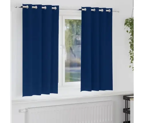 Aizkari Ar Aizkariem 2 Pcs Tumši Zila 175 X 140 Cm Poliesters Vidaxl