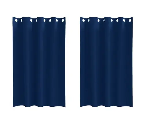 Aizkari Ar Aizkariem 2 Pcs Tumši Zila 175 X 140 Cm Poliesters Vidaxl