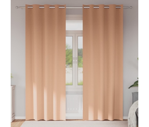 Aizkari Ar Aizkariem 2 Pcs Gaiši Brūna 245 X 140 Cm Poliesters Vidaxl