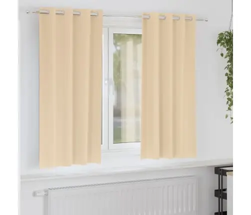 Aizkari Ar Aizkariem 2 Pcs Krēmkrāsa 175 X 140 Cm Poliesters Vidaxl