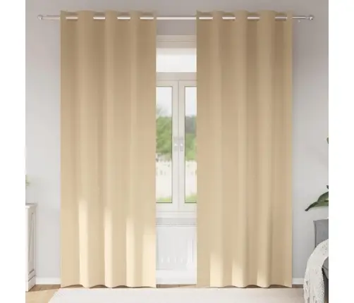 Aizkari Ar Aizkariem 2 Pcs Krēmkrāsa 260 X 140 Cm Poliesters Vidaxl Aizkari Ar Aizkariem 2 Pcs Krēmkrāsa 260 X 140 Cm Poliesters Vidaxl