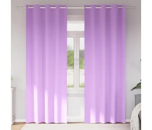 Aizkari Ar Aizkariem 2 Pcs Violeta 245 X 140 Cm Poliesters Vidaxl